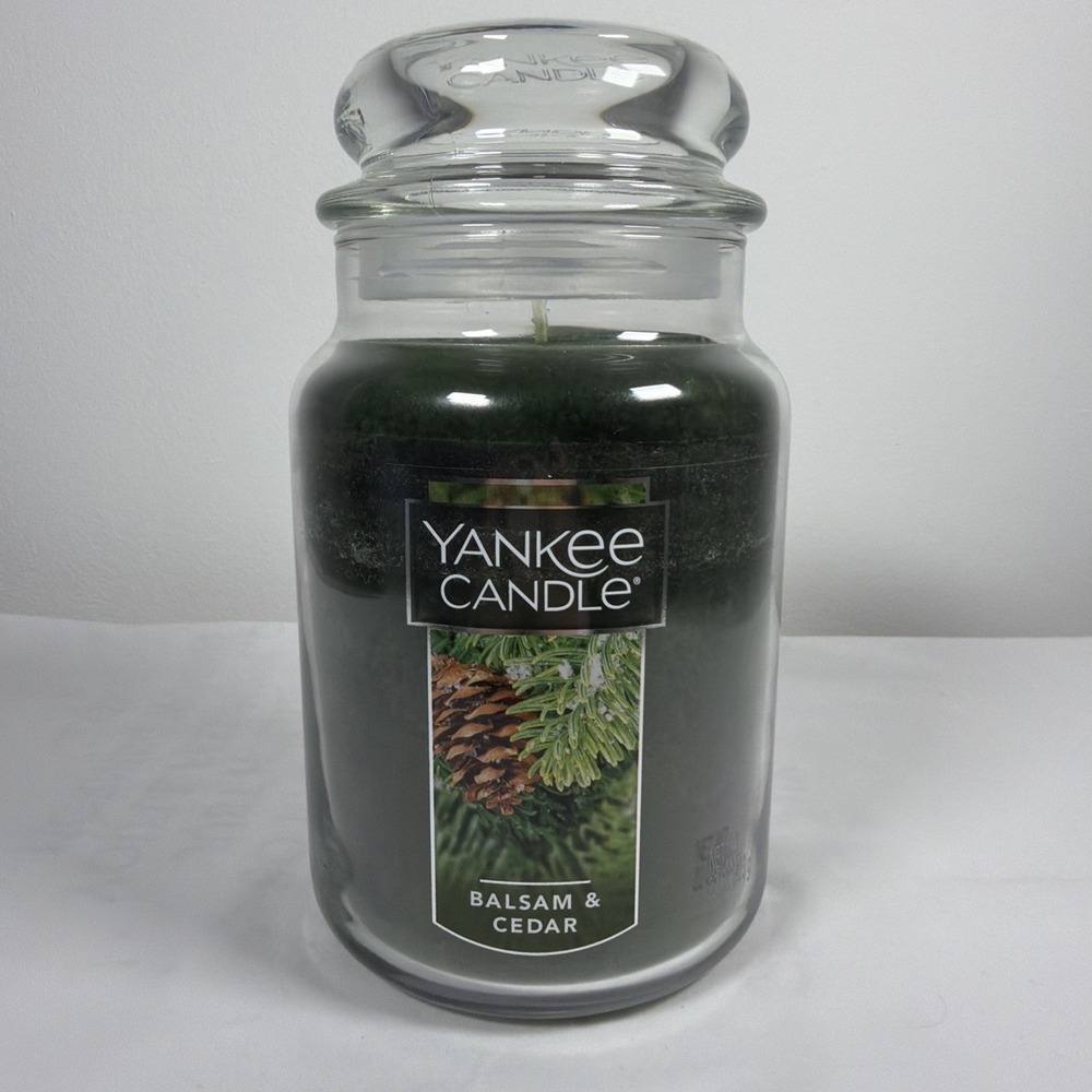 Yankee Candle Balsam & Cedar 22 oz. Jar Candle Single Wick Fall Winter Pine Tree